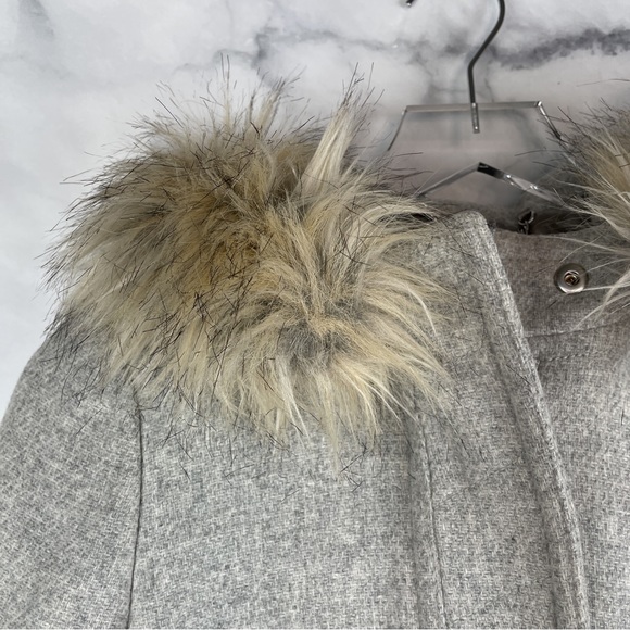 J. Crew Chateau Parka Italian Wool Stadium Cloth Coat Fur Hood B3901 Gray 00 - Picture 4 of 16